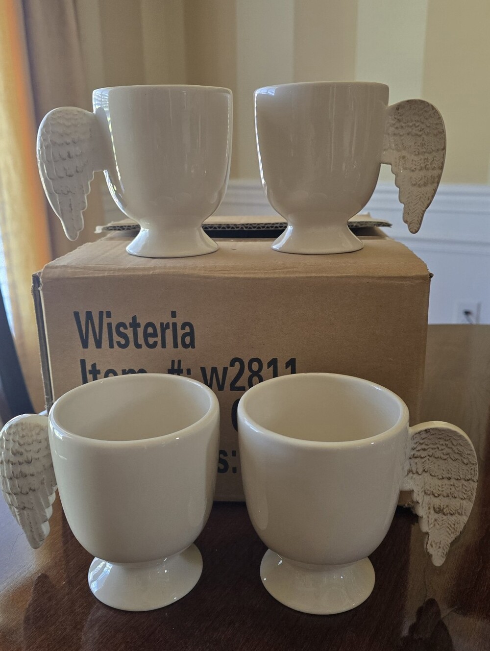 NIB Wisteria Coffee/Tea Mugs with Winged Handles! Gorgeous!
